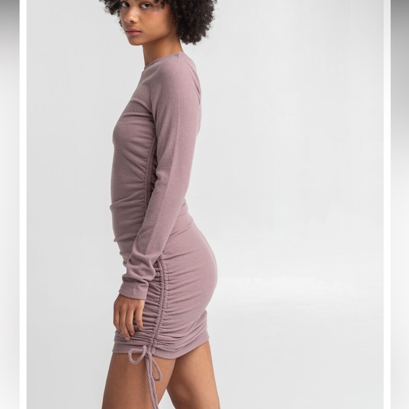 🍇NWT Adika Ribbed Cinched Sides Bodycon Dress🍇 - Picture 3 of 9